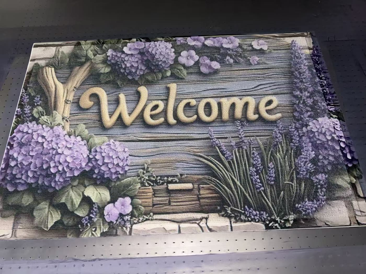 A full-color coil mat we printed, shown up close